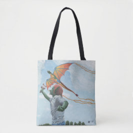 Goblin Flying Rainbow Dragon Kite Fantasy Tote Bag Tasche