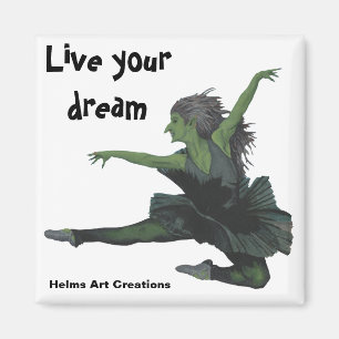 Goblin Girl Ballet Dancer Fantasy Button Magnet