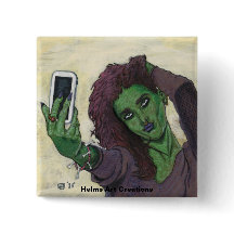 Goblin Girl Handy Selfasy Fantasy Art Button
