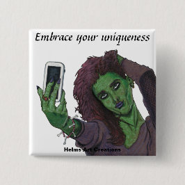 Goblin Girl Handy Selfasy Fantasy Art Button