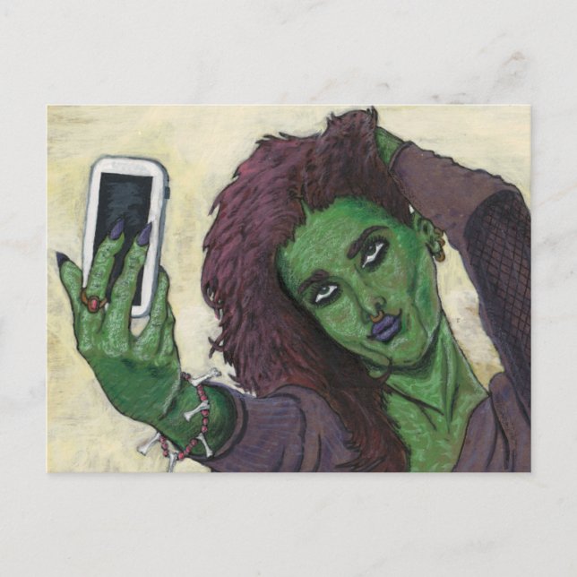 Goblin Girl Handy Selfasy Fantasy Art Postkarte (Vorderseite)