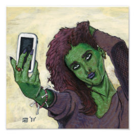 Goblin Girl Handy Selfie Fantasy Art Foto Print