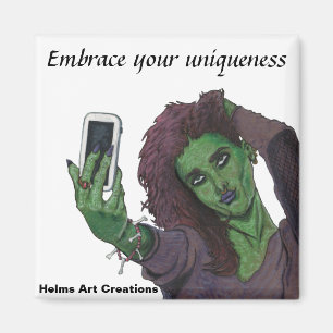 Goblin Girl Handy Selfie Kühlschrank Magnet