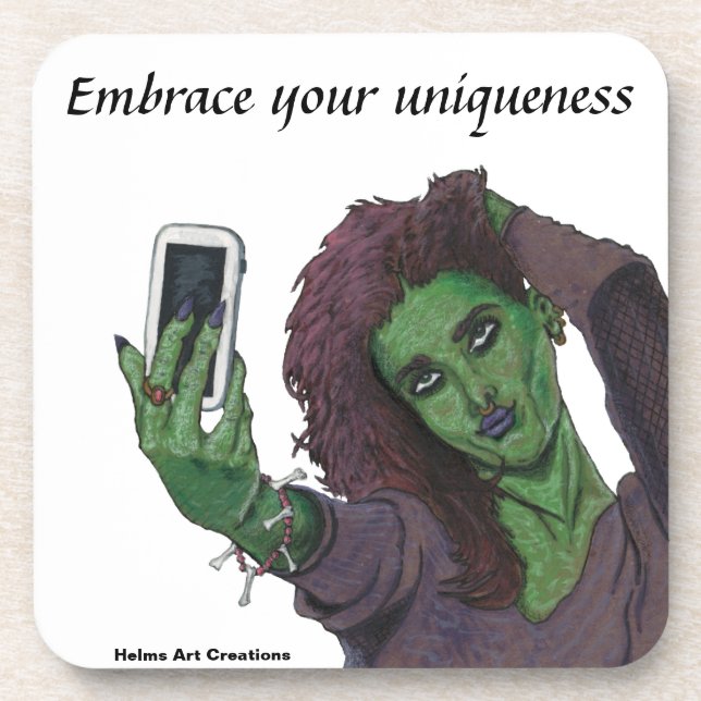 Goblin Girl Handy Selfie Plastic Untersetzer Set (Vorderseite)