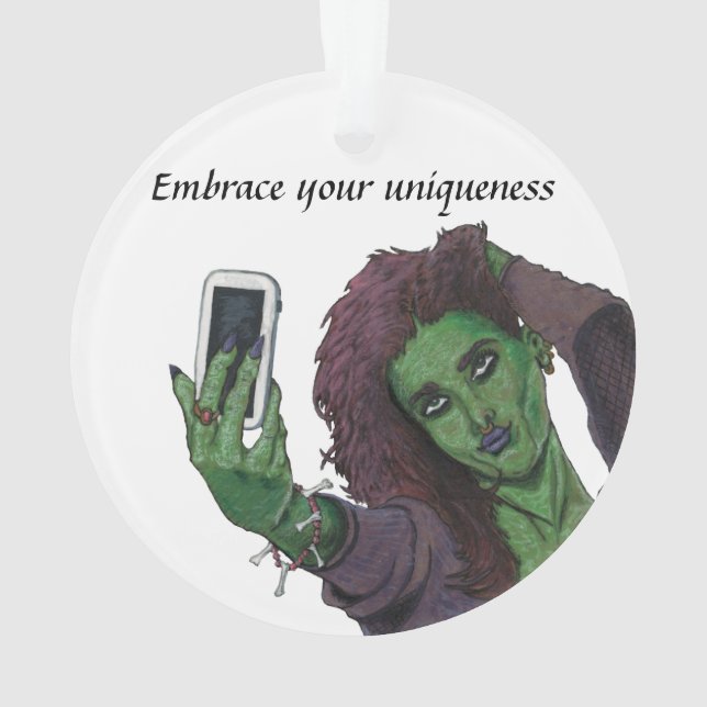 Goblin Girl Selfie Imaginaire Art Acrylique Orneme (dos)