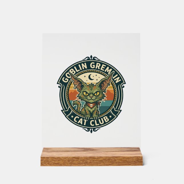 Goblin Gremlin Katze Süße Kitty Design - Goblin Gr Acrylschild (Vorderseite)