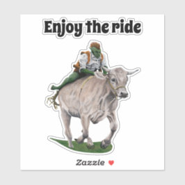 Goblin Rider Ox Racing Fantasy Art Sticker