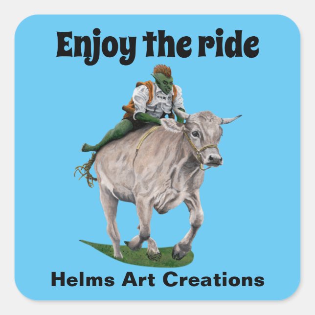 Goblin Rider Ox Racing Fantasy Art Stickers (Vorderseite)