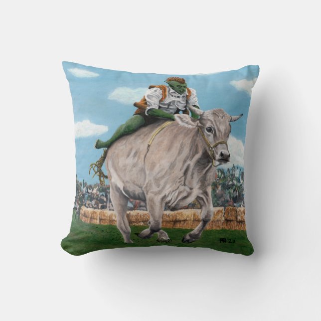 Goblin Rider Ox Racing Fantasy Art Throw Kissen (Vorderseite)