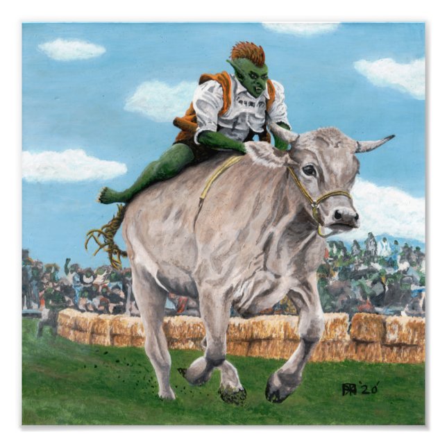 Goblin Rider Ox Racing Imaginaire Art Photo (Devant)