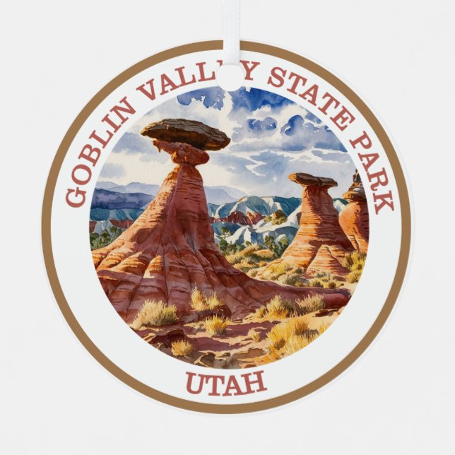 Goblin Valley Staat Park, Utah Ornament Aus Metall (Vorderseite)