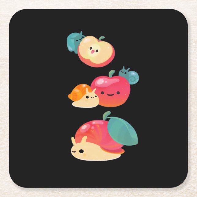 Goblincore Apfelschnecke Rechteckiger Pappuntersetzer (Vorderseite)