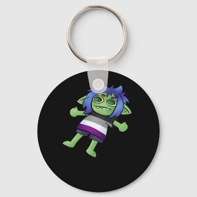 Goblincore Asexual Pride Goblin Klassiker Schlüsselanhänger (Vorderseite)
