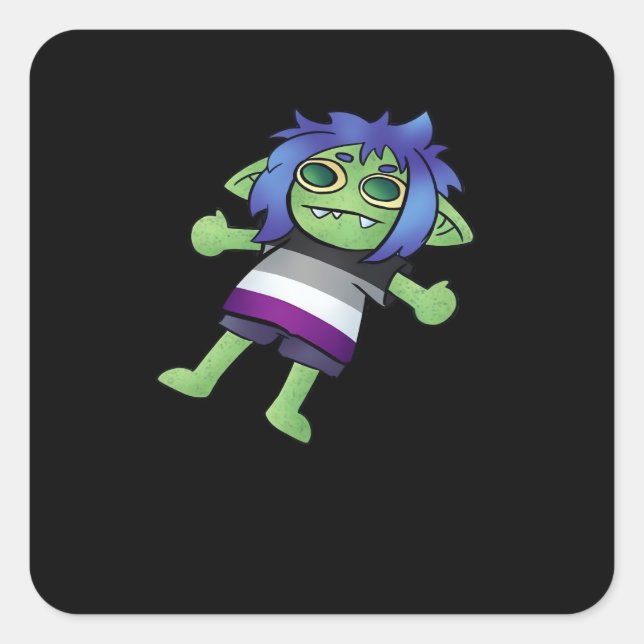Goblincore Asexuelle Stolz Goblin Klassiker Quadratischer Aufkleber (Vorderseite)