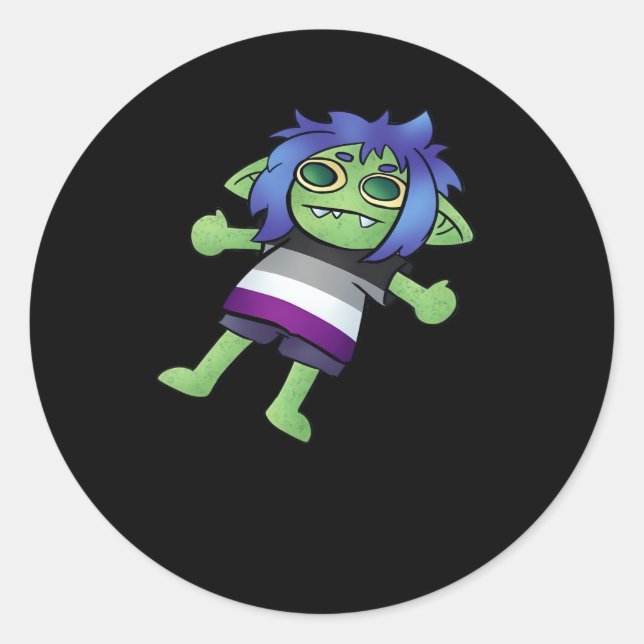 Goblincore Asexuelle Stolz Goblin Klassiker Runder Aufkleber (Vorderseite)