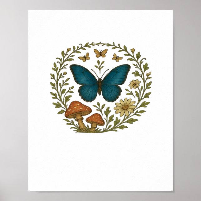 Goblincore Butterfly Fairycore Botanical Apparel C Poster (Vorne)