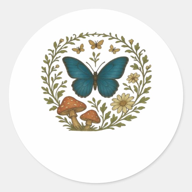 Goblincore Butterfly Fairycore Botanical Apparel C Runder Aufkleber (Vorderseite)