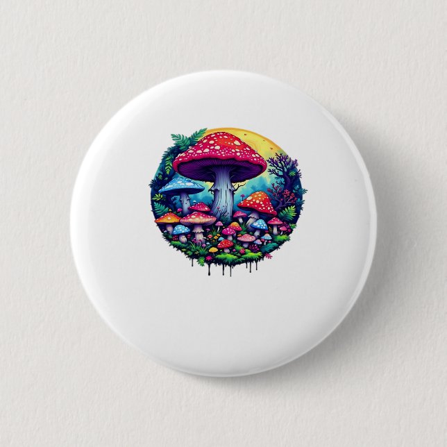 Goblincore Farbige Pilze Klassisch Button (Vorderseite)