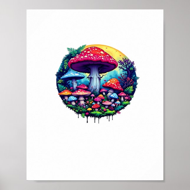 Goblincore Farbige Pilze Klassisch Poster (Vorne)