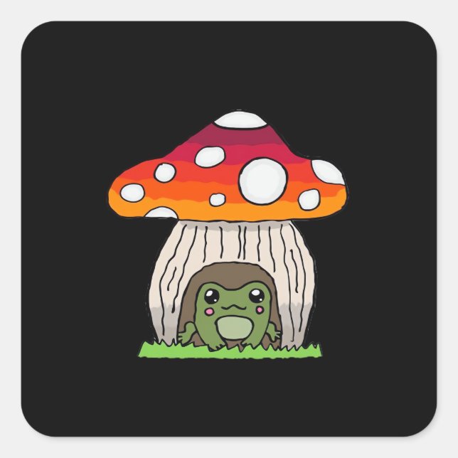 Goblincore Frog Classic Retro Appeal Quadratischer Aufkleber (Vorderseite)