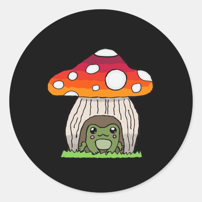 Goblincore Frog Classic Retro Appeal Runder Aufkleber (Vorderseite)