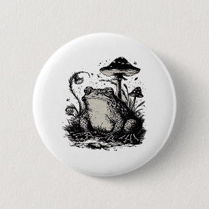 Goblincore-Frosch-Minimal-Klassiker-Design Button