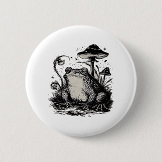 Goblincore-Frosch-Minimal-Klassiker-Design Button
