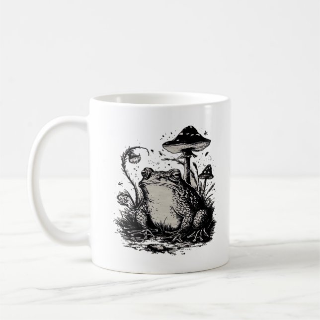 Goblincore-Frosch-Minimal-Klassiker-Design Kaffeetasse (Links)