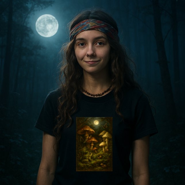 Goblincore Mushrooms, Snails & Frog In Moonlight T-Shirt (Von Creator hochgeladen)
