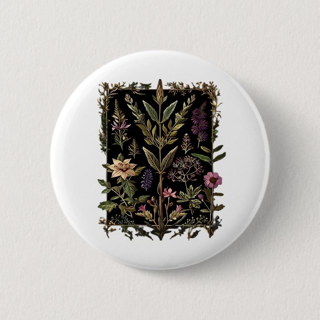Goblincore-Victorian-Hexen-Kräuter Klassiker Button (Vorderseite)