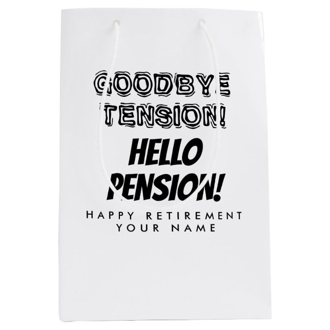 Gobye Spannung Hallo Rente lustige Pension Mittlere Geschenktüte (Vorderseite)