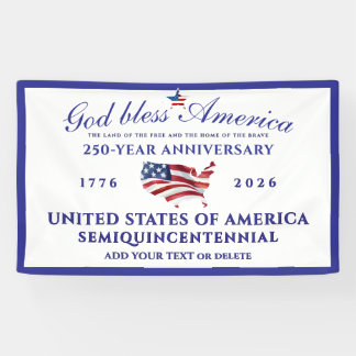 God Bless America 250 Semiquincentennial Blue Banner