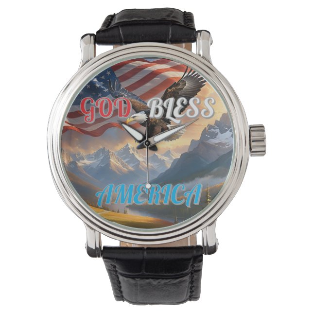 GOD BLESS AMERICA ARMBANDUHR (Vorderseite)
