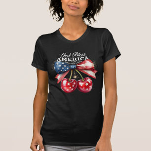 God Bless America Cherry Bow USA 4. Juli T-Shirt