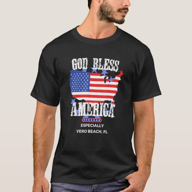 God Bless America Especially Vero Beach FL US Stat T-Shirt (Vorderseite)