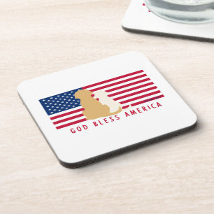 God Bless America Flagge und Hunde Untersetzer Set