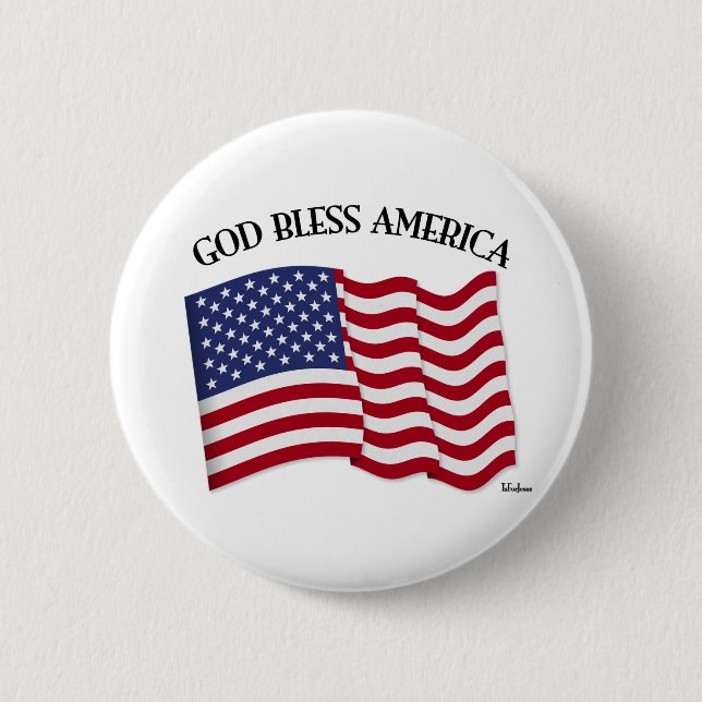 GOD BLESS AMERICA mit US-Flagge Button (Vorderseite)