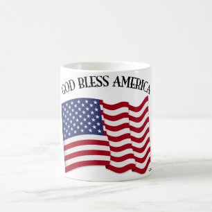 GOD BLESS AMERICA mit US-Flagge Kaffeetasse