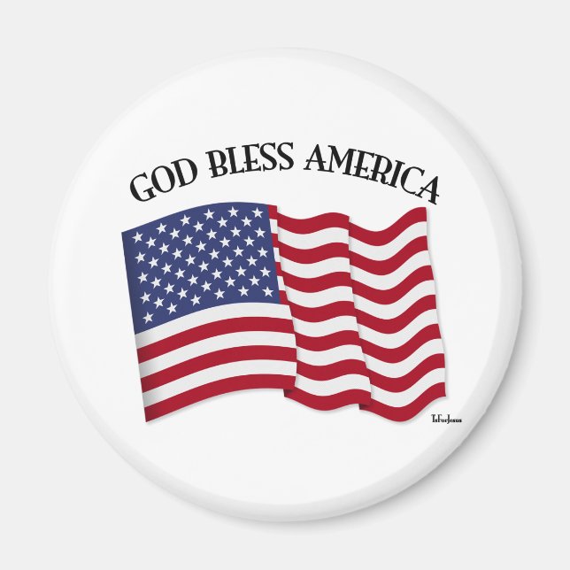 GOD BLESS AMERICA mit US-Flagge Magnet (Vorne)