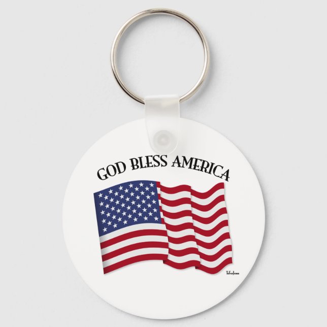 GOD BLESS AMERICA mit US-Flagge Schlüsselanhänger (Vorderseite)