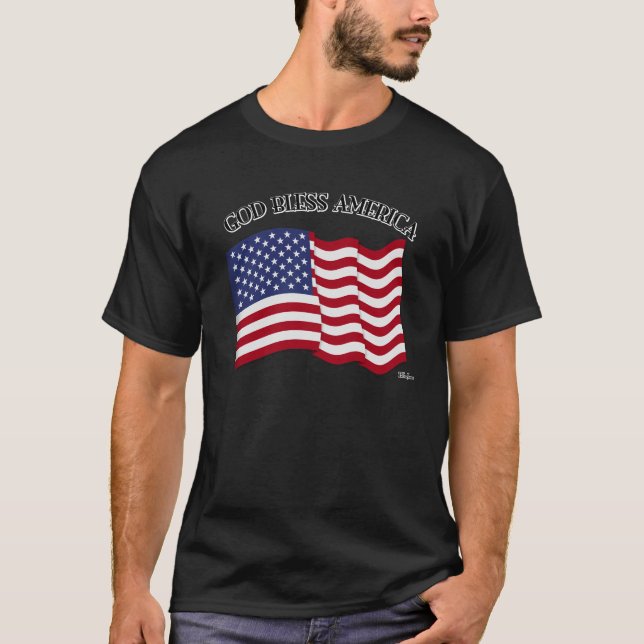 GOD BLESS AMERICA mit US-Flagge T-Shirt (Vorderseite)