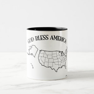 GOD BLESS AMERICA mit US-Kontur Zweifarbige Tasse