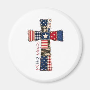 God Bless America Patchwork Kreuz Magnet