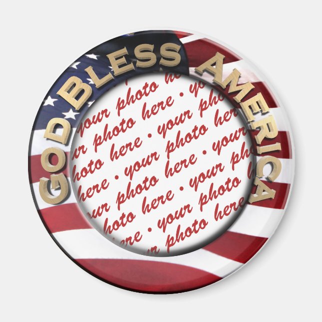 God Bless America Patriotic Foto Frame Magnet (Vorne)