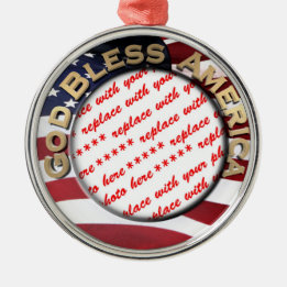 God Bless America Patriotic Foto Frame Ornament Aus Metall