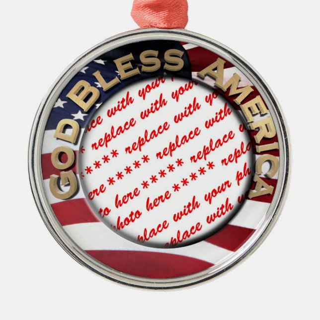 God Bless America Patriotic Foto Frame Ornament Aus Metall (Vorne)