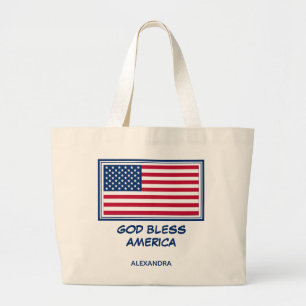 GOD BLESS AMERICA   Patriotic USA American Jumbo Stoffbeutel