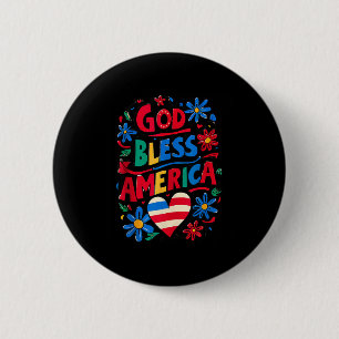 "God Bless America Patriotic Usa Flag" Christlich Button