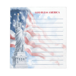 God Bless America Statue of Liberty Lined Notizblock