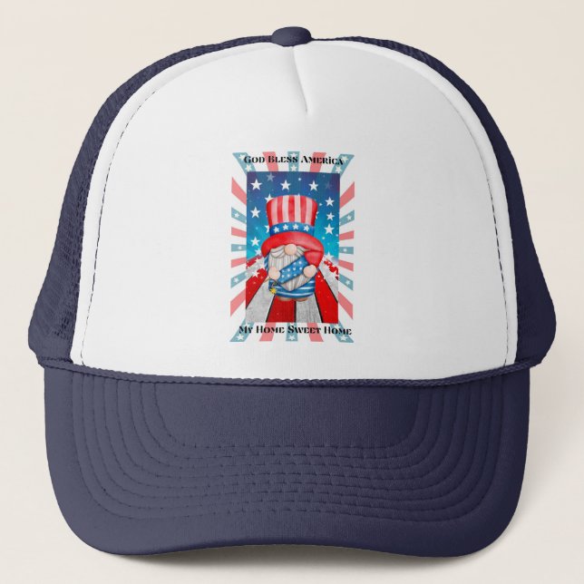 God Bless America Zuhause Sweet Zuhause Truckerkappe (Vorderseite)